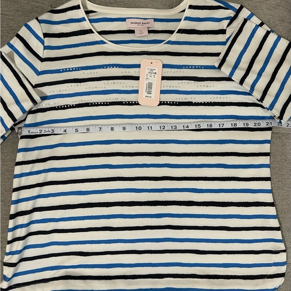 Allison Daley Women's Long Sleeve Striped Top - with Rhinestone accents - Picture 5 of 7